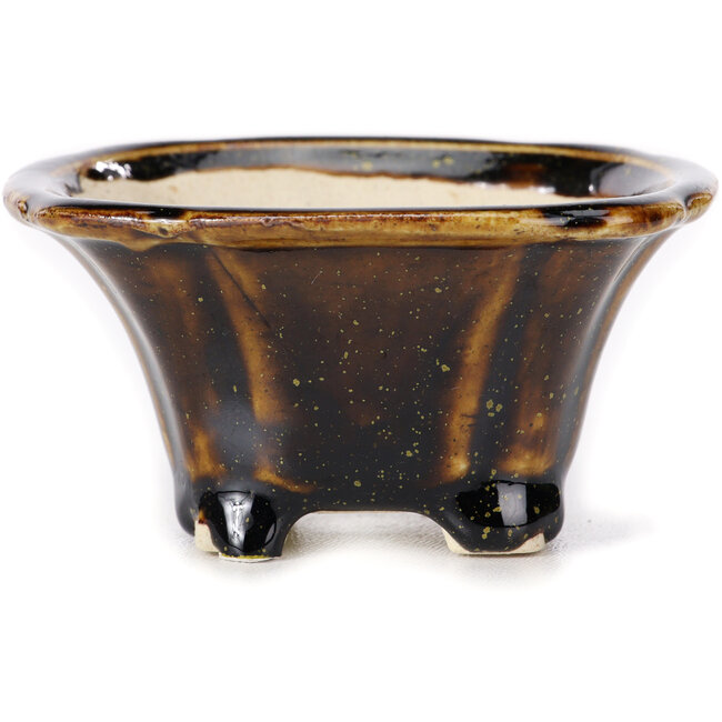 Vierkante bruine bonsaipot van Seto - 90 x 90 x 45 mm