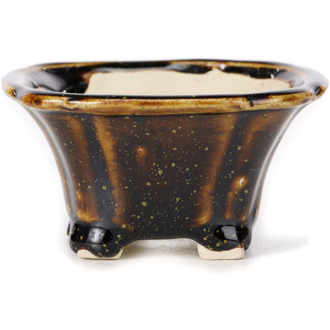 Square brown bonsai pot by Seto - 90 x 90 x 45 mm
