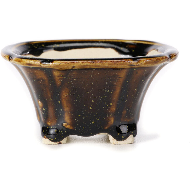 Vierkante bruine bonsaipot van Seto - 90 x 90 x 45 mm