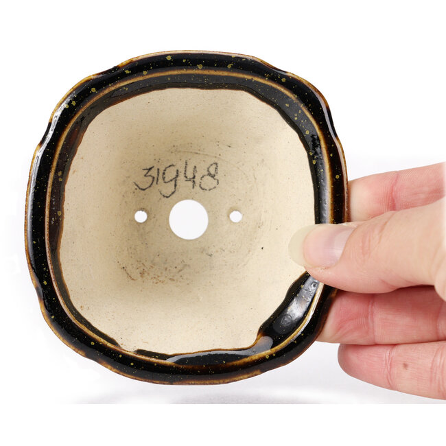 Pot à bonsaï carré marron par Seto - 90 x 90 x 45 mm