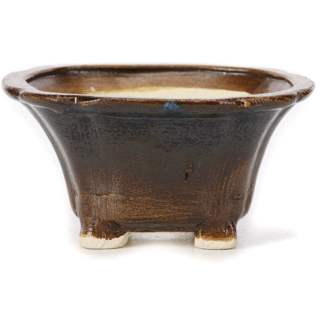 Pot à bonsaï carré marron par Seto - 90 x 90 x 45 mm