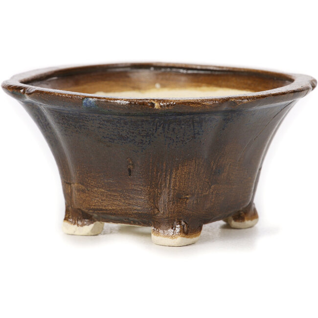 Square brown bonsai pot by Seto - 90 x 90 x 45 mm