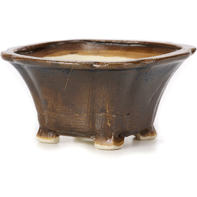 Vierkante bruine bonsaipot van Seto - 90 x 90 x 45 mm