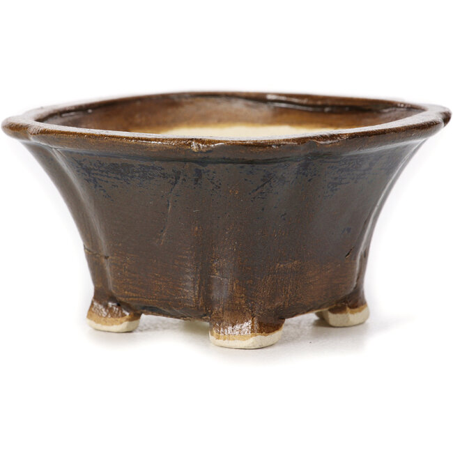 Vierkante bruine bonsaipot van Seto - 90 x 90 x 45 mm