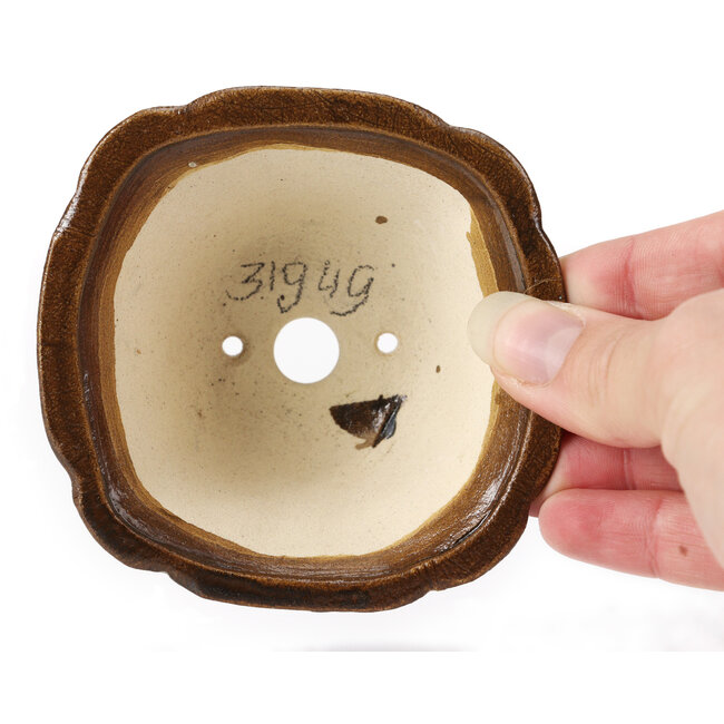 Square brown bonsai pot by Seto - 90 x 90 x 45 mm