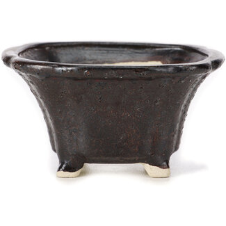 Seto 90 mm square brown bonsai pot by Seto, Japan