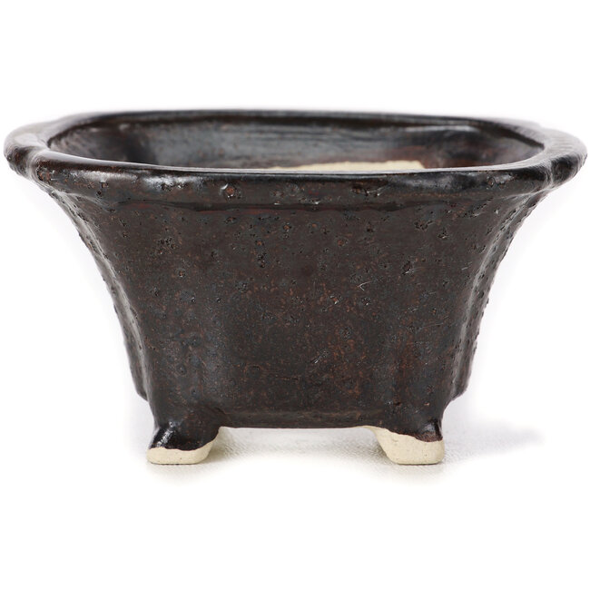 Square brown bonsai pot by Seto - 90 x 90 x 45 mm