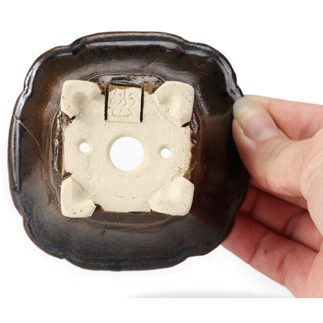 Pot à bonsaï carré marron par Seto - 90 x 90 x 45 mm