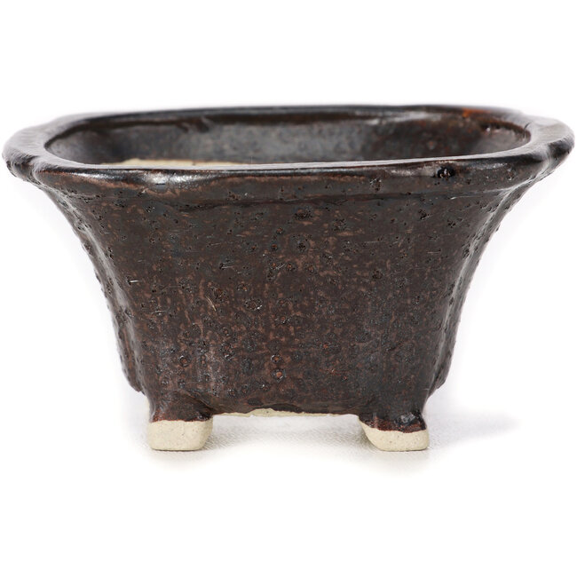 Vaso bonsai quadrato marrone di Seto - 90 x 90 x 45 mm