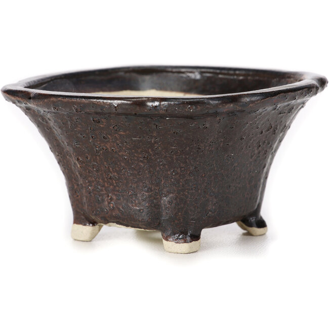 Vierkante bruine bonsaipot van Seto - 90 x 90 x 45 mm