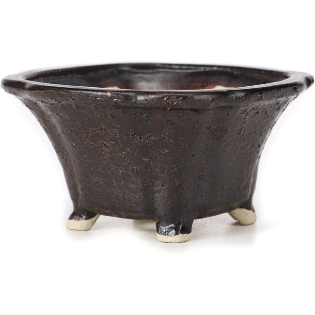 Vierkante bruine bonsaipot van Seto - 90 x 90 x 45 mm