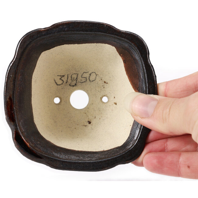 Square brown bonsai pot by Seto - 90 x 90 x 45 mm