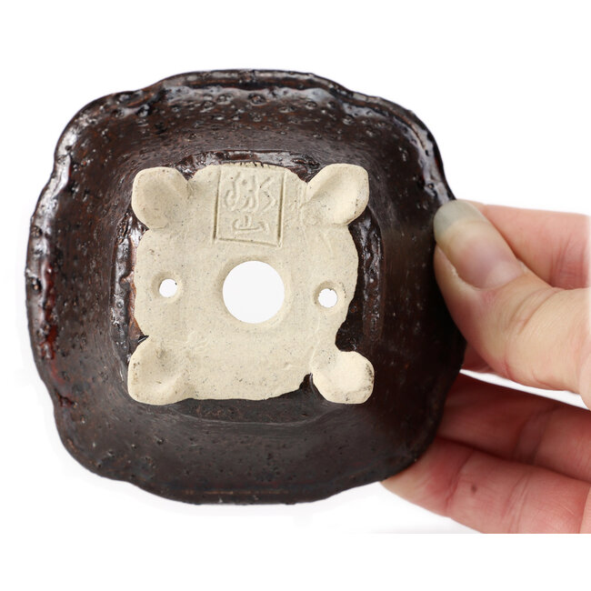 Pot à bonsaï carré marron par Seto - 90 x 90 x 45 mm