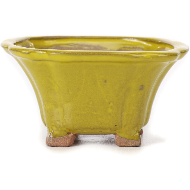 Pot à bonsaï carré jaune par Seto - 90 x 90 x 45 mm