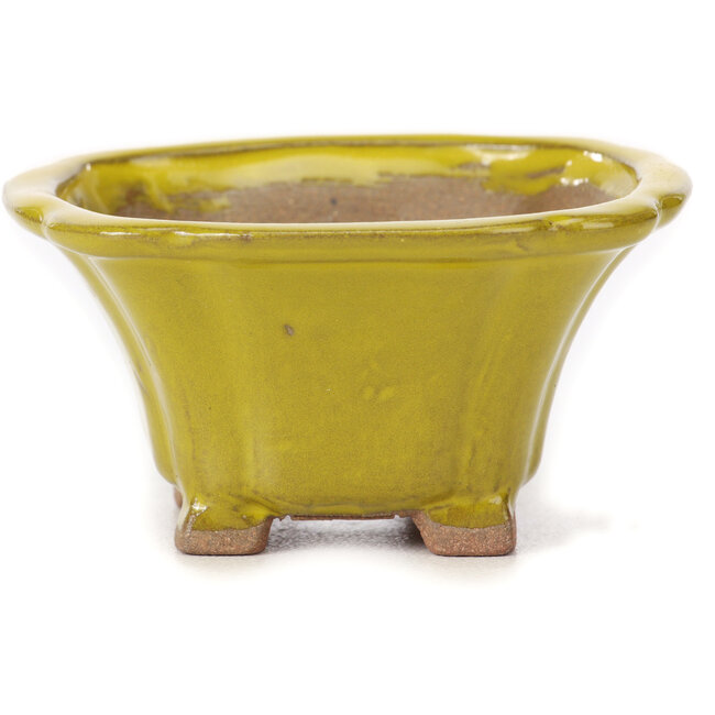 Pot à bonsaï carré jaune par Seto - 90 x 90 x 45 mm