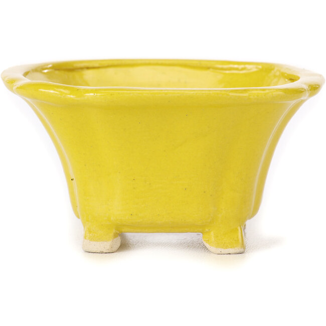 Quadratische gelbe Bonsaischale von Seto - 90 x 90 x 45 mm