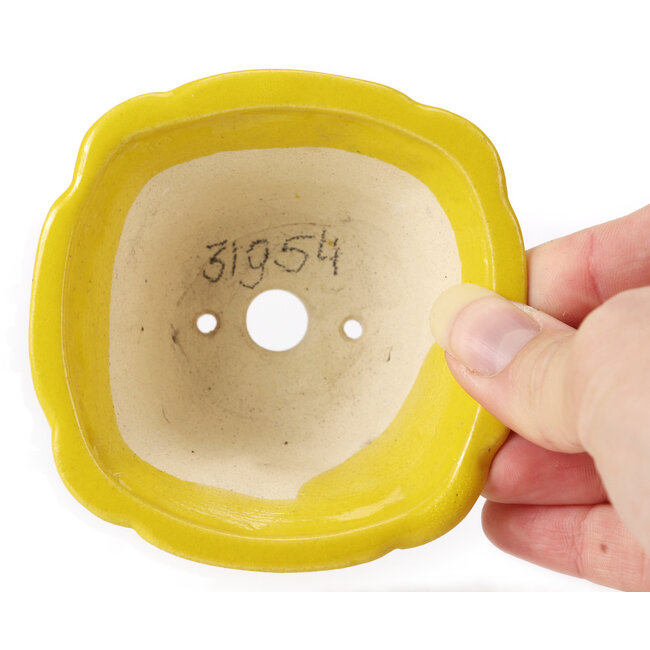 Vaso bonsai quadrato giallo di Seto - 90 x 90 x 45 mm