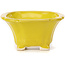 Square yellow bonsai pot by Seto - 90 x 90 x 45 mm