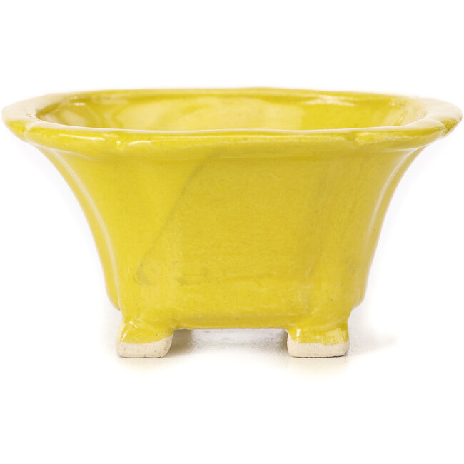 Square yellow bonsai pot by Seto - 90 x 90 x 50 mm