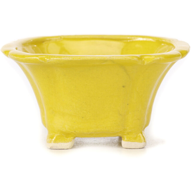 Quadratische gelbe Bonsaischale von Seto - 90 x 90 x 50 mm