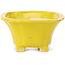 Square yellow bonsai pot by Seto - 90 x 90 x 50 mm