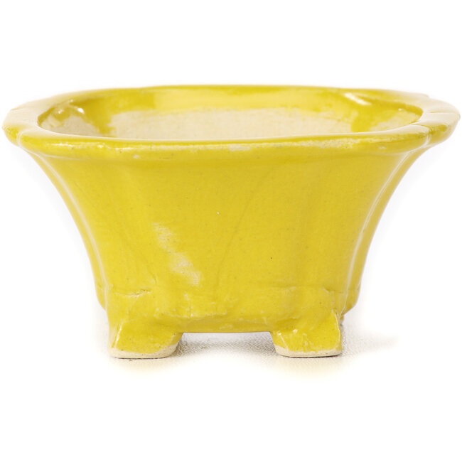 Vaso bonsai quadrato giallo di Seto - 90 x 90 x 45 mm