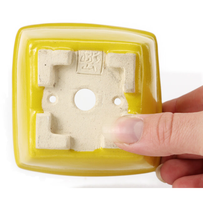 Pot à bonsaï carré jaune par Seto - 85 x 85 x 50 mm