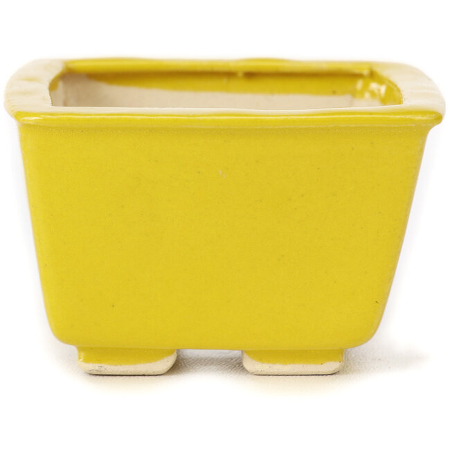 Quadratische gelbe Bonsaischale von Seto - 85 x 85 x 50 mm