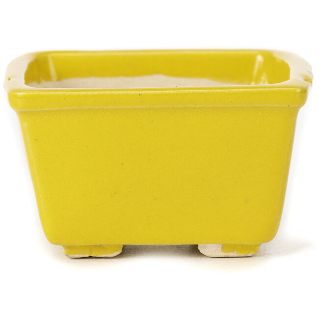 Vaso bonsai quadrato giallo di Seto - 85 x 85 x 50 mm