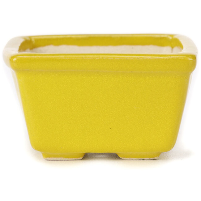 Square yellow bonsai pot by Seto - 85 x 80 x 45 mm