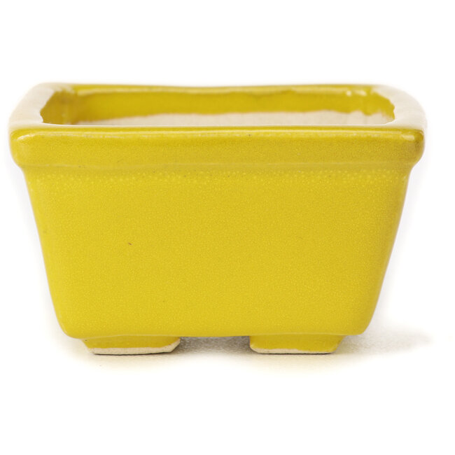 Quadratische gelbe Bonsaischale von Seto - 85 x 80 x 45 mm