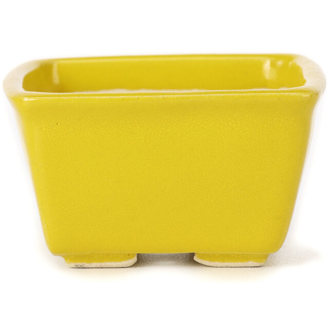 Square yellow bonsai pot by Seto - 85 x 80 x 50 mm