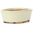 Oval white bonsai pot by Bunzan (Seto) - 130 x 100 x 45 mm