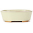 Maceta de bonsái blanca ovalada de Bunzan (Seto) - 130 x 100 x 45 mm