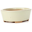 Oval white bonsai pot by Bunzan (Seto) - 130 x 100 x 45 mm