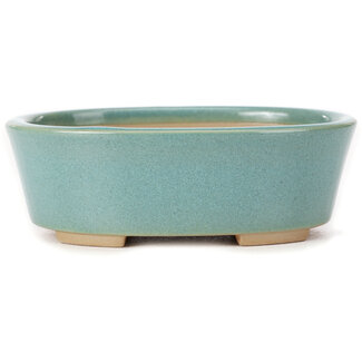 Bunzan 130 mm oval blue bonsai pot by Bunzan (Seto), Seto, Japan