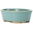 Oval blue bonsai pot by Bunzan (Seto) - 130 x 100 x 45 mm