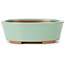 Vaso bonsai ovale blu di Bunzan (Seto) - 130 x 100 x 45 mm