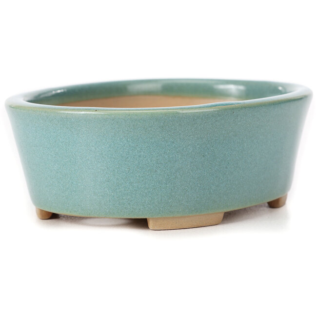 Pot à bonsaï ovale bleu par Bunzan (Seto) - 130 x 100 x 45 mm