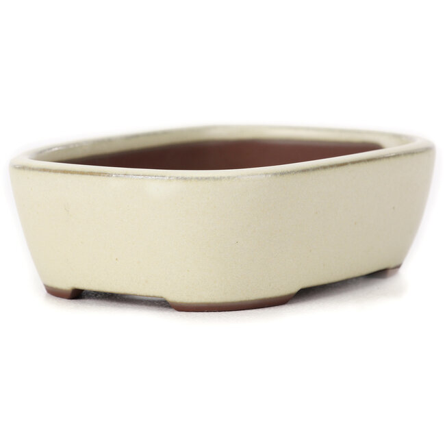 Rechthoekige witte bonsaipot van Bunzan (Seto) - 115 x 85 x 35 mm