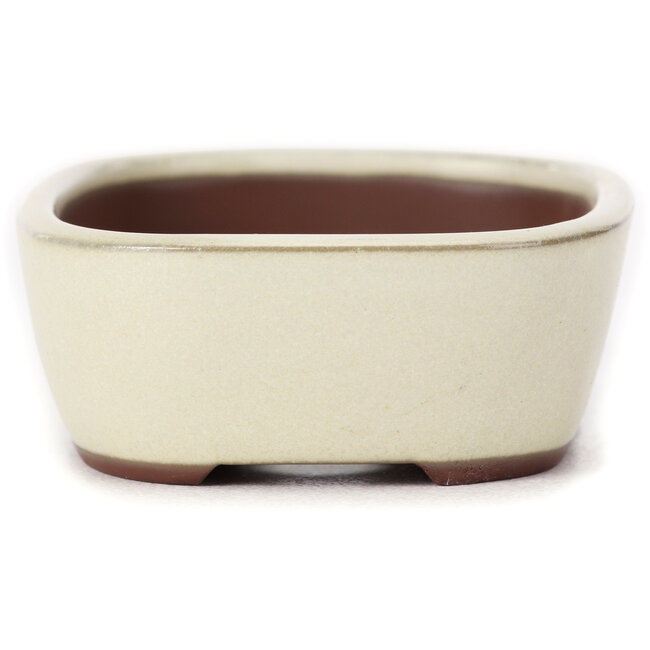 Pot à bonsaï rectangulaire blanc par Bunzan (Seto) - 115 x 85 x 35 mm