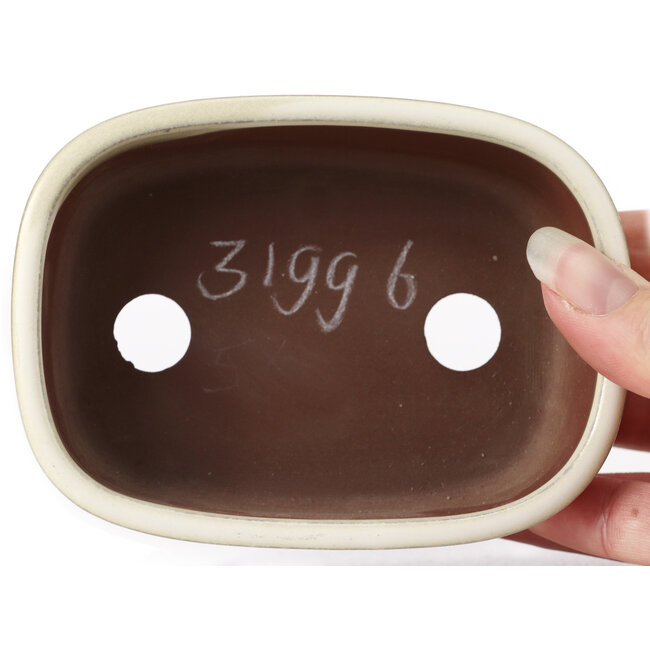 Rectangular white bonsai pot by Bunzan (Seto) - 115 x 85 x 35 mm