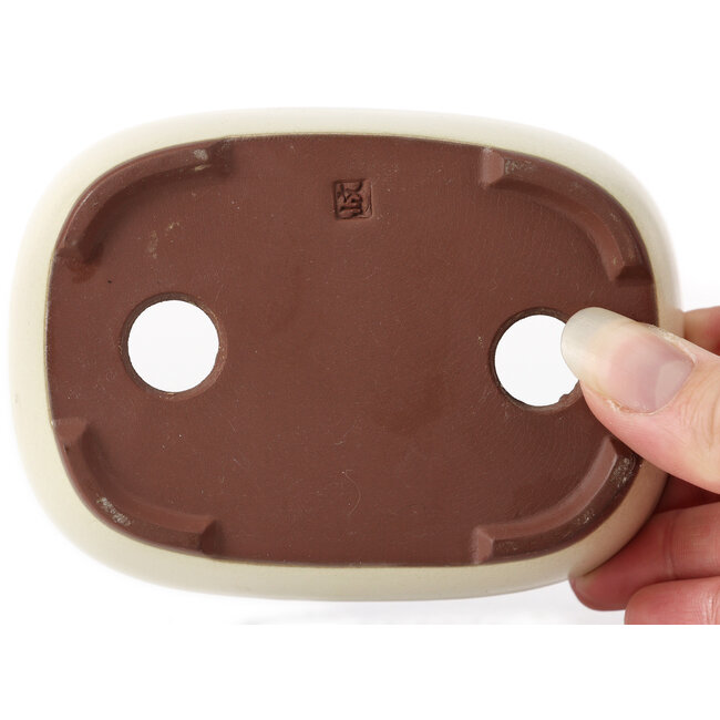 Vaso bonsai rettangolare bianco di Bunzan (Seto) - 115 x 85 x 35 mm