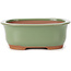 Rectangular green bonsai pot by Bunzan (Seto) - 130 x 105 x 50 mm