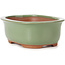 Rechthoekige groene bonsaipot van Bunzan (Seto) - 130 x 105 x 50 mm
