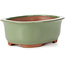 Rectangular green bonsai pot by Bunzan (Seto) - 130 x 105 x 50 mm