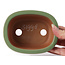 Pot à bonsaï vert rectangulaire par Bunzan (Seto) - 130 x 105 x 50 mm