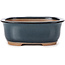 Rectangular blue bonsai pot by Bunzan (Seto) - 130 x 105 x 50 mm