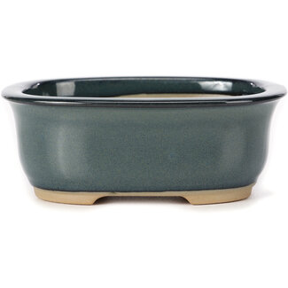 Bunzan 130 mm rectangular blue bonsai pot by Bunzan (Seto), Seto, Japan