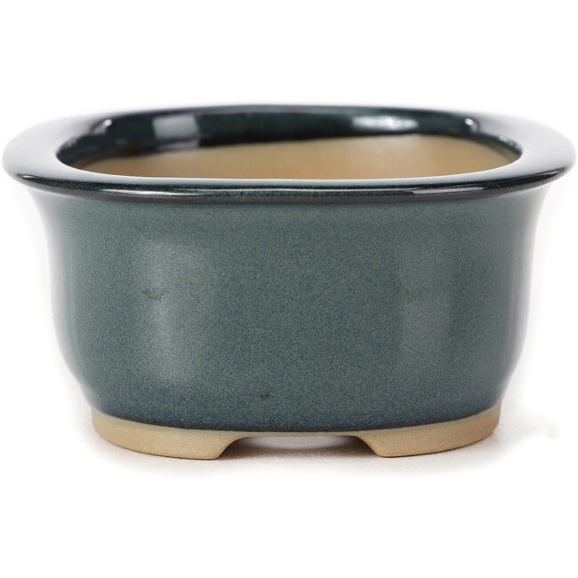 Pot à bonsaï rectangulaire bleu par Bunzan (Seto) - 130 x 105 x 50 mm